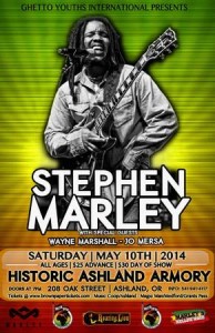 Stephen Marley @ The Historic Ashland Armory on 5/10/2014