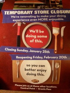 Sharis closed for remodeling on 1/25/2015