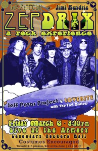 ZEPDRIX! with Jeff Pevar Project and LOVEBITE @ The Ashland Armory on 3/6/2015