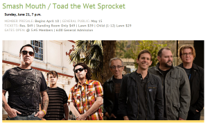 Smash Mouth & Toad the Wet Sprocket @ The Britt on 6/21/2015