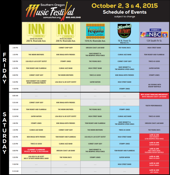 Southern Oregon Music Festival in Downtown Medford on Oct 2-4, 2015