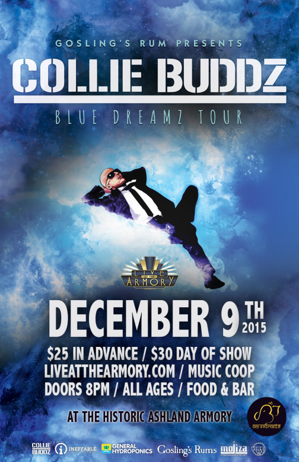 Collie Buddz w/Sol Seed @ The Historic Ashland Armory on 12/9/2015