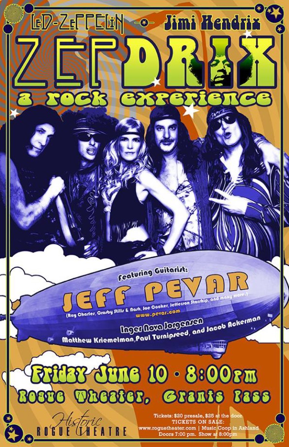 6/10/2016: ZEPDRIX, A Rock Experience w/Jeff Pevar, Inger Jorgensen, Matthew Kriemelman, Paul Turnipseed & Jacob Ackerman @ The Rogue Theatre in Grants Pass