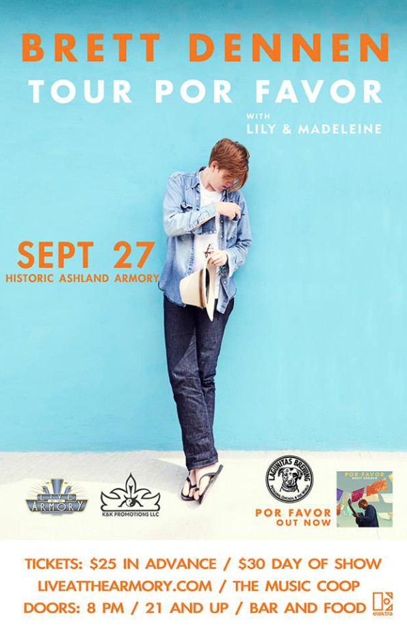 9/27/2016: Brett Dennen Band w/Lily & Madeleine @ The Ashland Armory