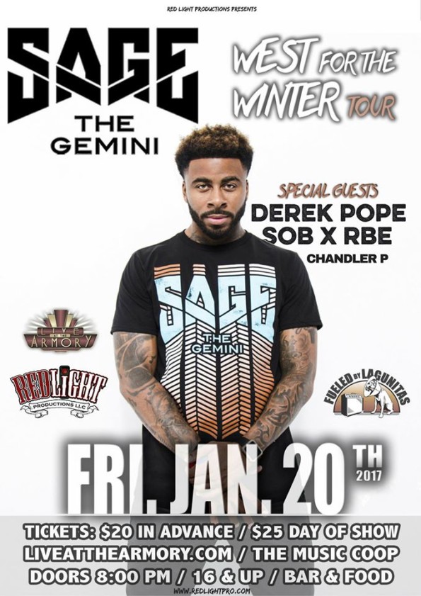 1/20/2017: Sage The Gemini w/SOB x RBE, Derek Pope & Chandler P @ The Ashland Armory