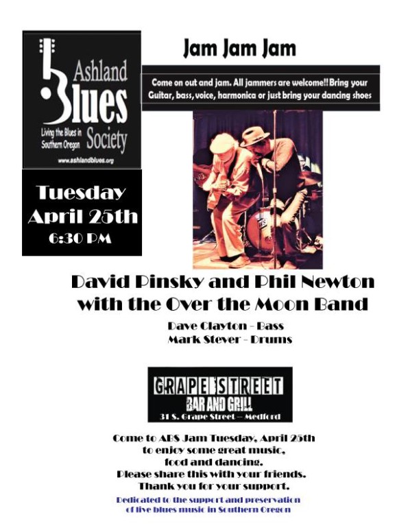4/25/2017: The Ashland Blues Society presents David Pinsky & Phil Newton w/The Over The Moon Band @ Grape Street Bar & Grill