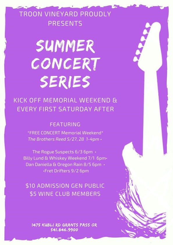 5/27/2017: Summer Concert Series @ Troon Vineyard (Grants Pass, OR)