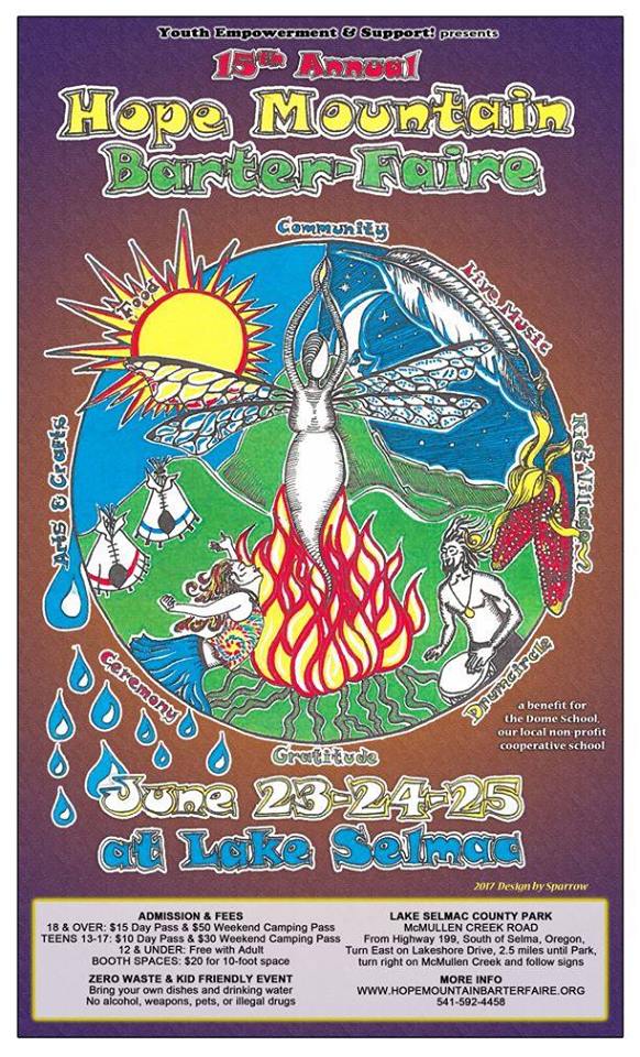 6/23/2017: 15th Annual Hope Mountain Barter Faire @ Lake Selmac (Selma, OR)