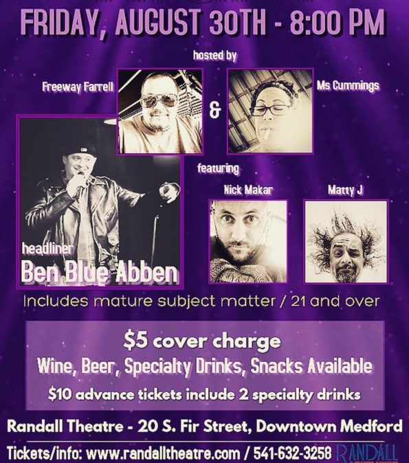 8/30/2019: Friday Night Comedy Show @ Randall Theatre (Medford, OR)