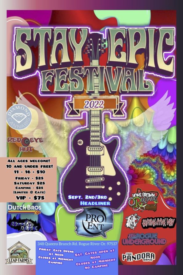 9/2/2022 & 9/3/2022: Stay Epic Festival @ M&B Vineyards (Rogue River, OR)