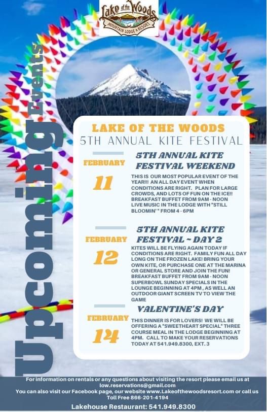 [2/11/2023 & 2/12/2023] 5th Annual Kite Festival @ Lake Of The Woods (Klamath Falls, OR)