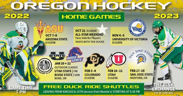 [2/17/2023 & 2/18/2023] The University Of Oregon Ducks Hockey team vs San Jose State @ The RRRink (Medford, OR)
