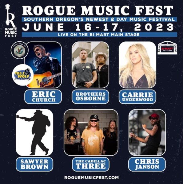 [6/16/2023 & 6/17/2023] Rogue Music Fest featuring Carrie Underwood, Eric Church, Brothers Osborne, Sawyer Brown, Chris Jansen & The Cadillac Three @ The Expo (Central Point, OR)