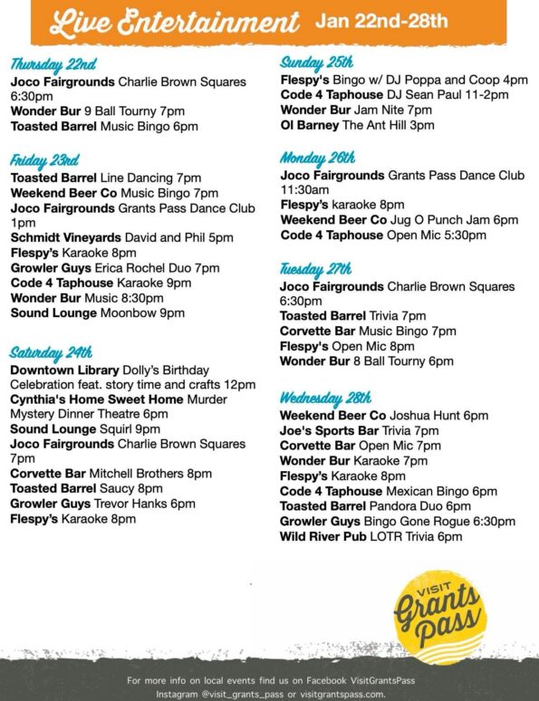 [1/22/2026] Live Entertainment (Grants Pass, OR)