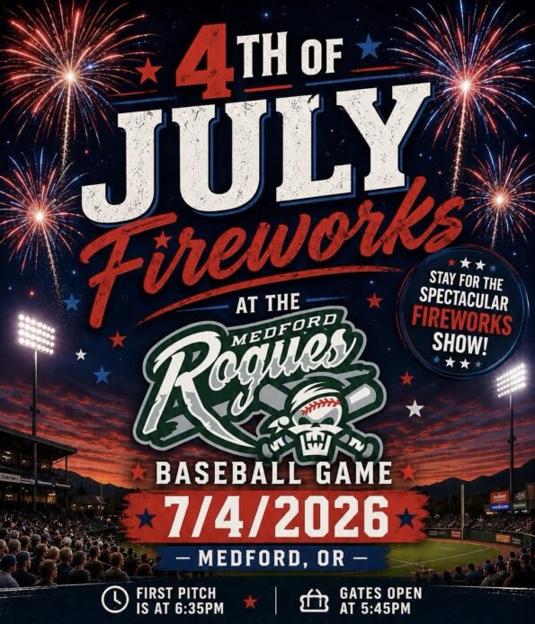 [7/4/2026] The Medford Rogues Baseball game and July 4th fireworks celebration @ Harry & David Field (Medford, OR)