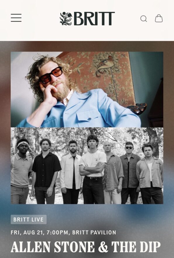 [8/21/2026] Allen Stone & The Dip @ The Britt Pavilion (Jacksonville, OR)