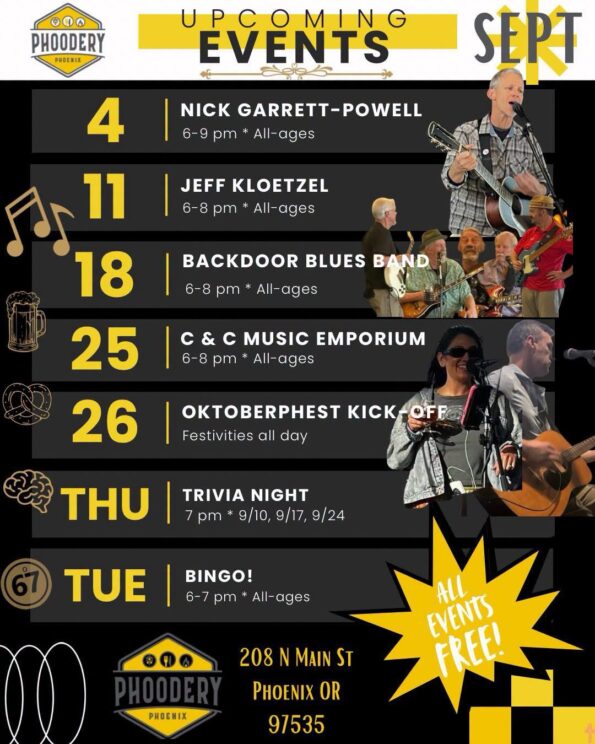 [9/4/2026] September Events @ The Phoodery (Phoenix, OR)